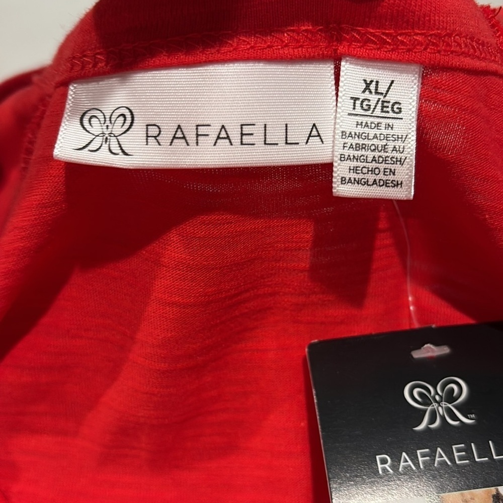 Rafaella Red V-Neck Short Sleeve Ruffle Top - Picture 9 of 15